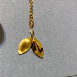 SWAROVSKI - gold plated leaf pendant NWT